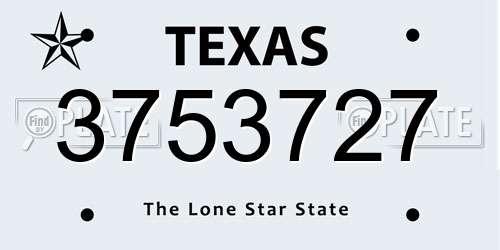 3753727 Texas License Plate