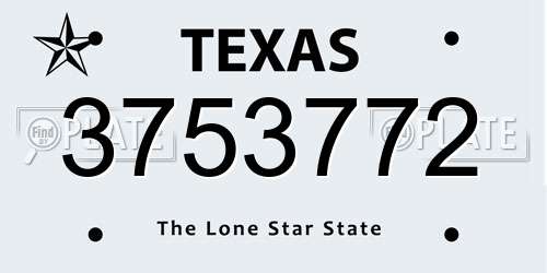 3753772 Texas License Plate