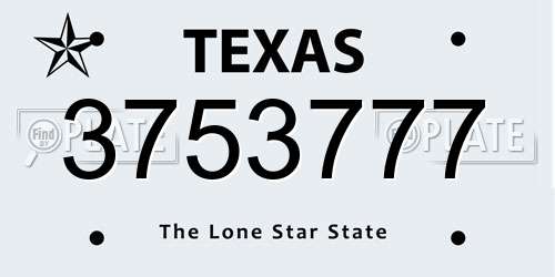 3753777 Texas License Plate
