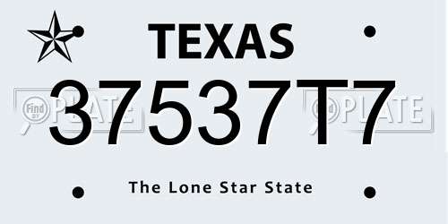 37537T7 Texas License Plate