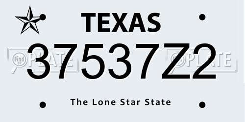 37537Z2 Texas License Plate