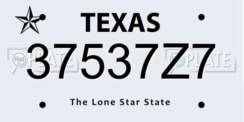 37537Z7 Texas License Plate