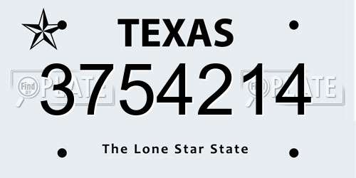 3754214 Texas License Plate