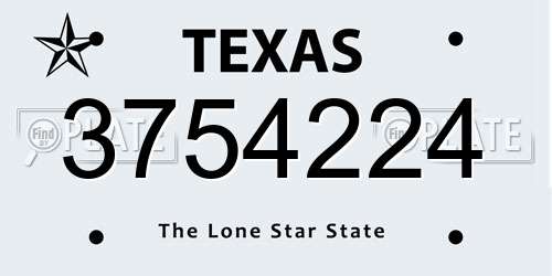 3754224 Texas License Plate