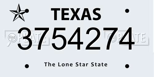 3754274 Texas License Plate