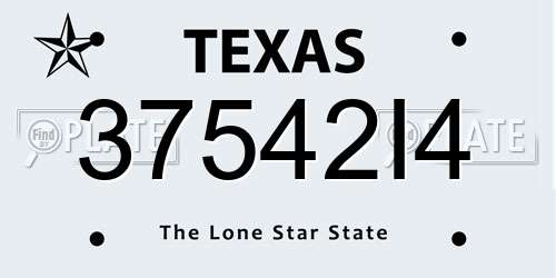 37542I4 Texas License Plate