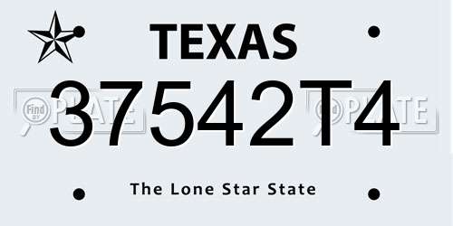 37542T4 Texas License Plate