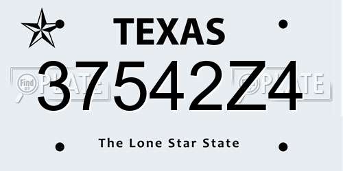 37542Z4 Texas License Plate