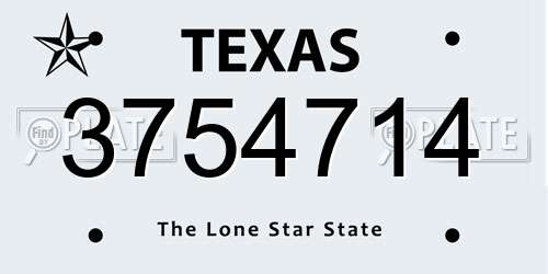 3754714 Texas License Plate