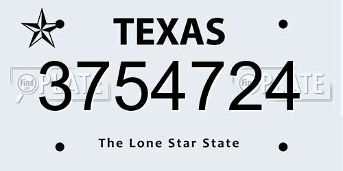 3754724 Texas License Plate