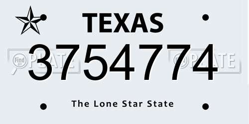 3754774 Texas License Plate