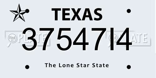 37547I4 Texas License Plate
