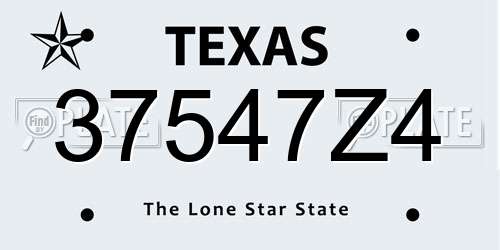 37547Z4 Texas License Plate