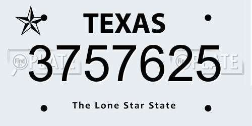 3757625 Texas License Plate
