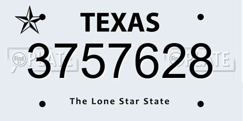 3757628 Texas License Plate