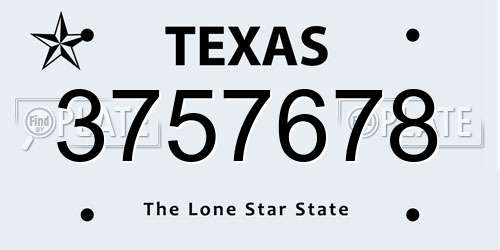 3757678 Texas License Plate