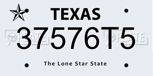 37576T5 Texas License Plate