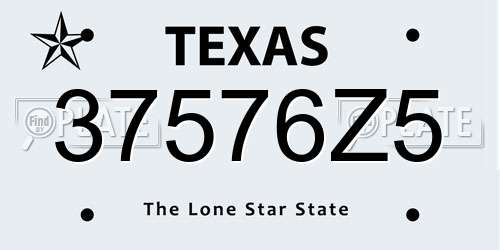 37576Z5 Texas License Plate