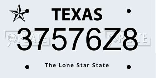 37576Z8 Texas License Plate