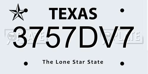 3757DV7 Texas License Plate