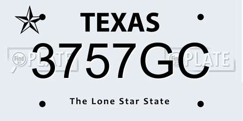 3757GC Texas License Plate