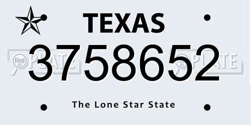 3758652 Texas License Plate