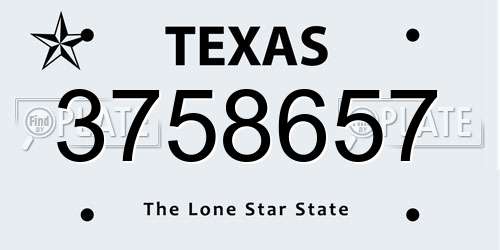 3758657 Texas License Plate