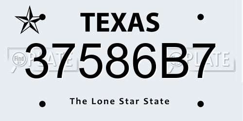 37586B7 Texas License Plate