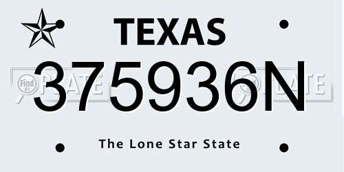 375936N Texas License Plate