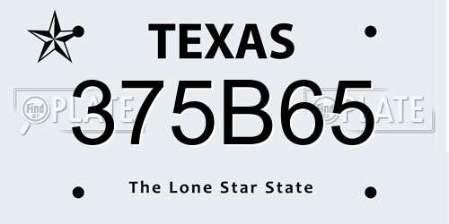 375B65 Texas License Plate