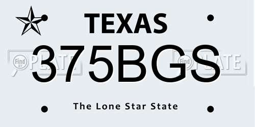 375BGS Texas License Plate