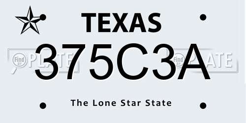 375C3A Texas License Plate