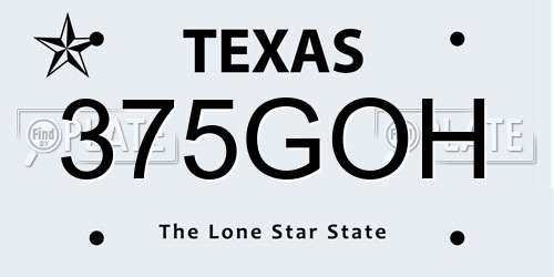 375GOH Texas License Plate