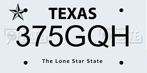 375GQH Texas License Plate