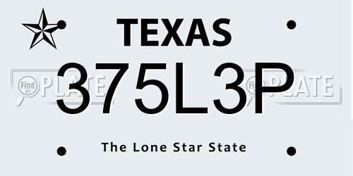 375L3P Texas License Plate