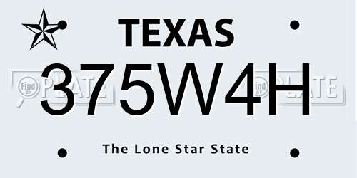 375W4H Texas License Plate