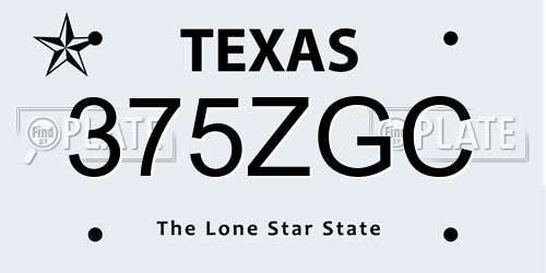 375ZGC Texas License Plate
