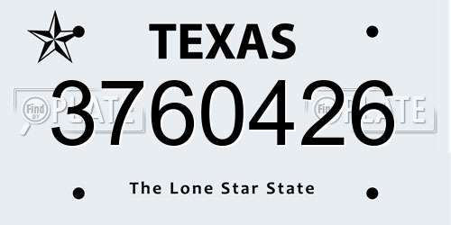 3760426 Texas License Plate