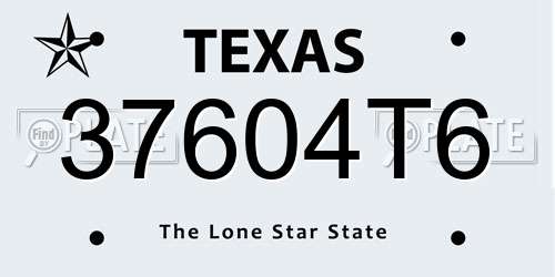 37604T6 Texas License Plate