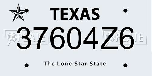 37604Z6 Texas License Plate