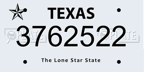 3762522 Texas License Plate