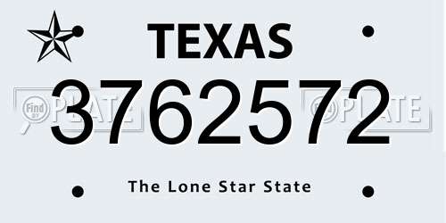 3762572 Texas License Plate