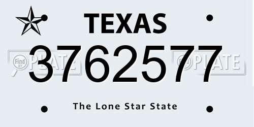 3762577 Texas License Plate