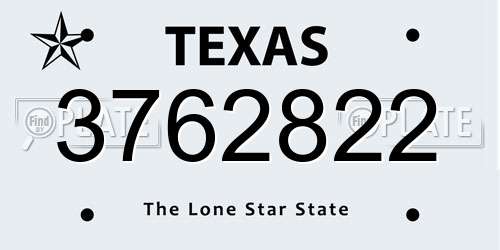 3762822 Texas License Plate