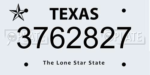3762827 Texas License Plate