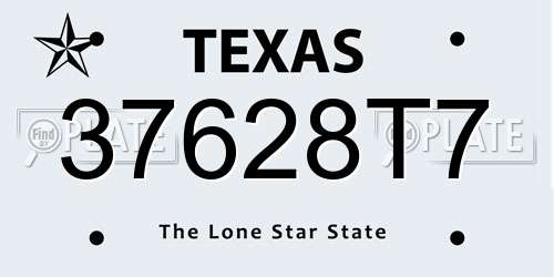 37628T7 Texas License Plate