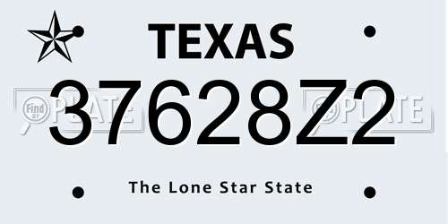 37628Z2 Texas License Plate