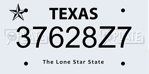 37628Z7 Texas License Plate