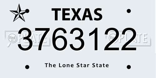 3763122 Texas License Plate