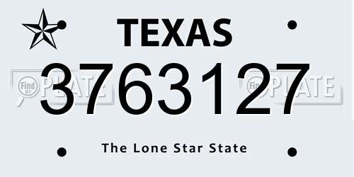 3763127 Texas License Plate